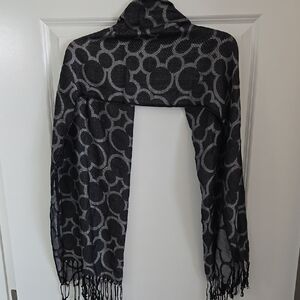 Disney Black and Gray Reversible Patterned Scarf